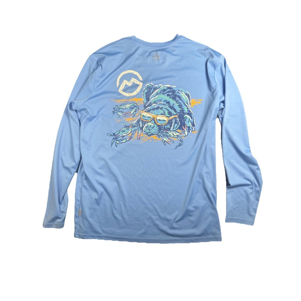 Magellan Outdoors Shirt Medium Blue Fishing Gear‎ Long Sleeve Performance Dog